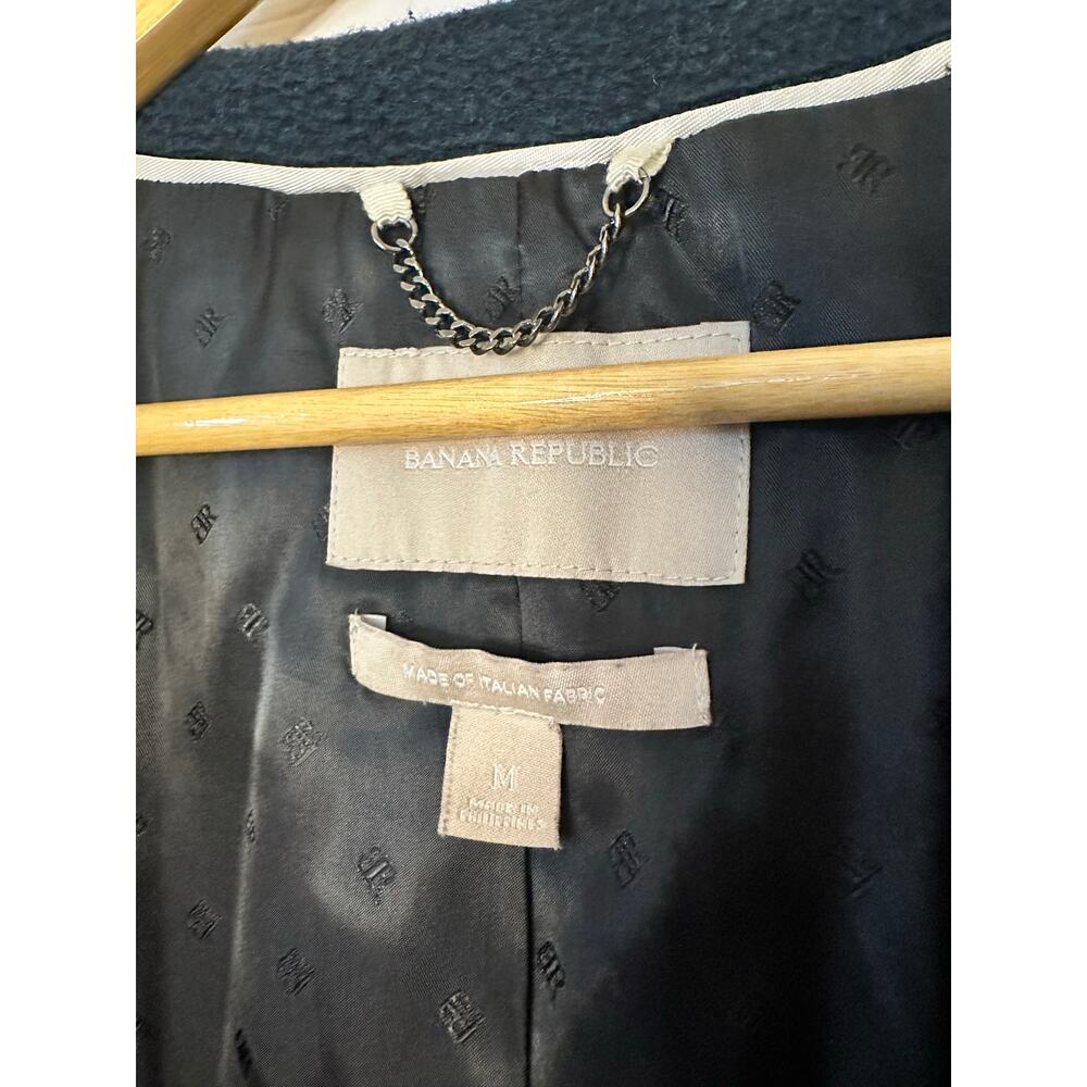 Banana Republic Blue Wool Coat Long Double Breasted Old Money Quiet Luxury M - Picture 5 of 6
